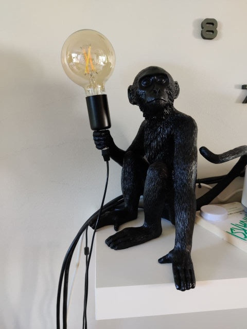 Modern Black Monkey Lamp Hemp Rope Pendant Lights