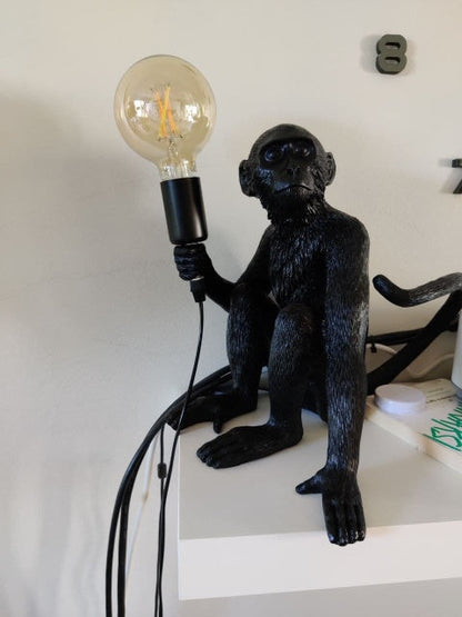 Modern Black Monkey Lamp Hemp Rope Pendant Lights